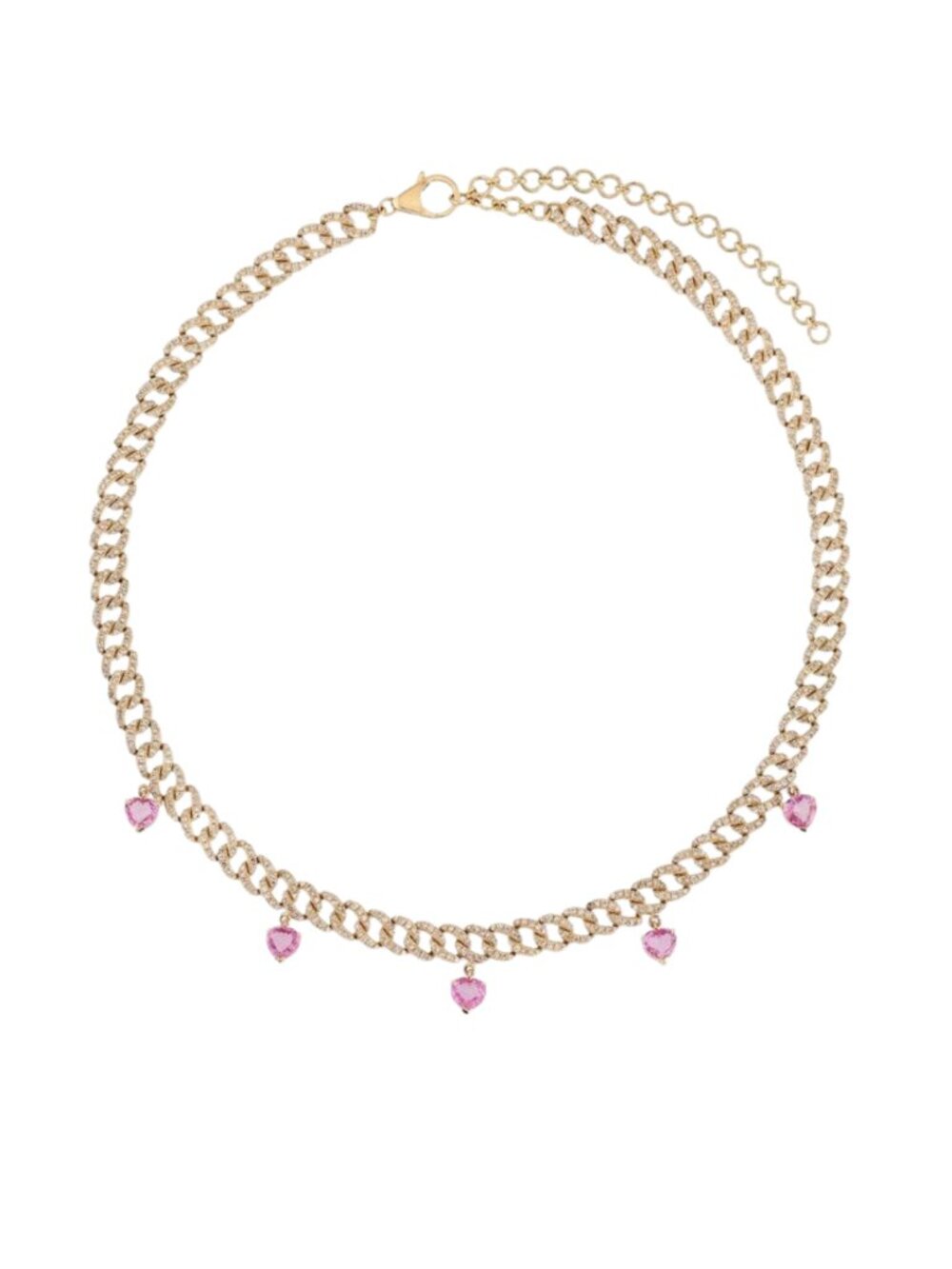 Pink Sapphire Diamond 14K (or 18k upon request) Yellow Gold Link Necklace
